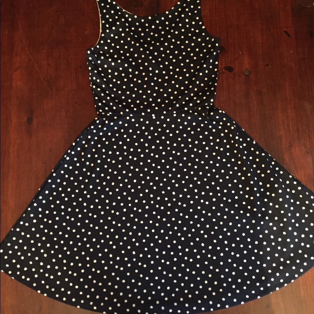 Adorable Navy & White PolkaDot Dress Divided H&M